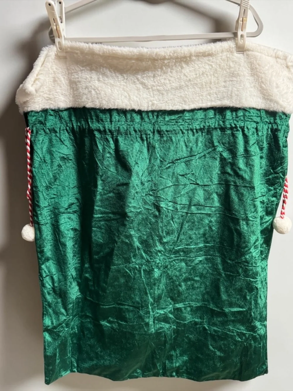 2 Pc Velvet Santa Sack Set Green Christmas Gift Bags Large Drawstring
